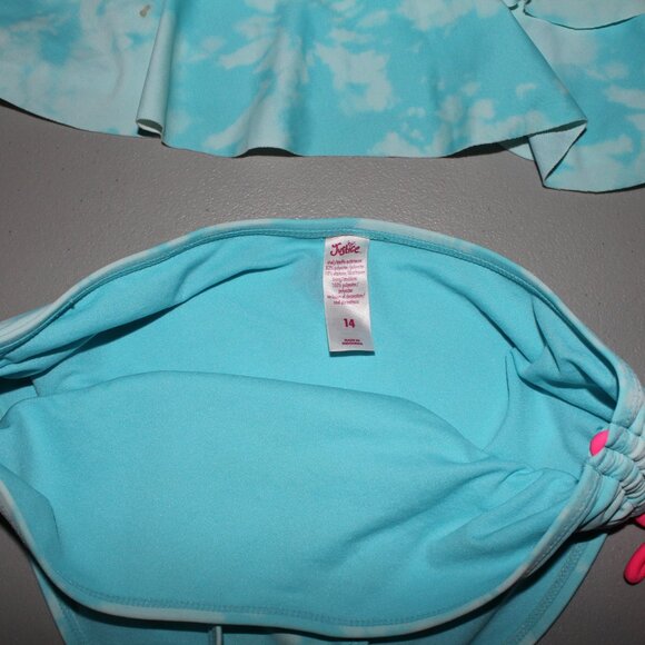 Blue & White 2 Pcs Justice Tankini Swimsuit Size 14 - Picture 5 of 11